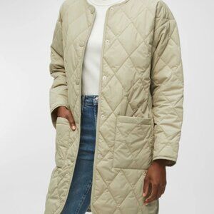 Michael Stars Women’s NWOT Small Sonnet Snap Front Quilted Coat in Light Olive
